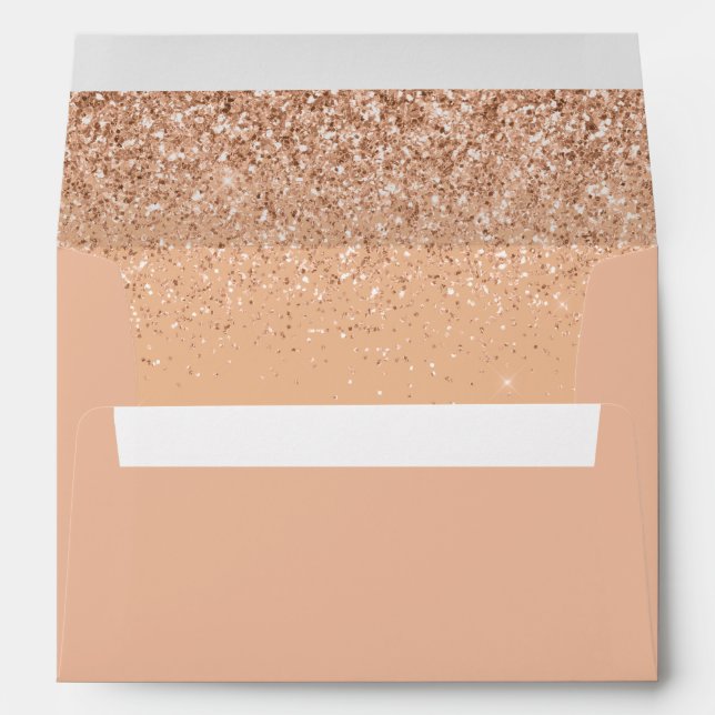 Modern Peach Glitter Wedding Envelope (Back (Bottom))