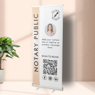 Modern Peach Gradient Notary Public Photo Logo QR Retractable Banner