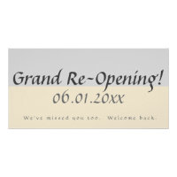 Modern Peach Grey Grand Reopening Business Sign