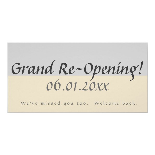 Modern Peach Grey Grand Reopening Business Sign (Front)