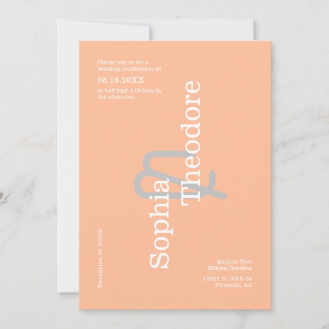 Modern Peach Minimalist Wedding QR Code Photo Invitation (Front)