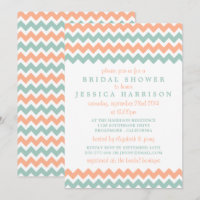 Modern Peach & Mint Chevron Bridal Shower