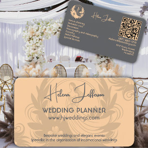 Modern Peach  Motif Logo Wedding Planner Business Card