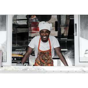 Modern Peach Orange Abstract Pattern Apron
