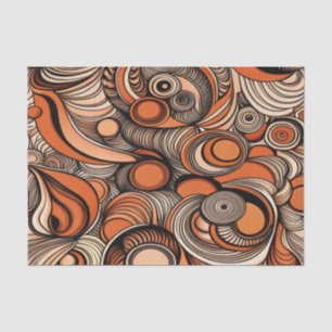 Modern Peach Orange Abstract Pattern Decoupage Tissue Paper