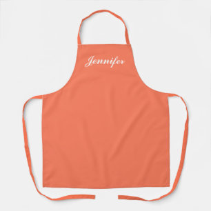 Modern Peach Orange Script Womens Personalised  Apron