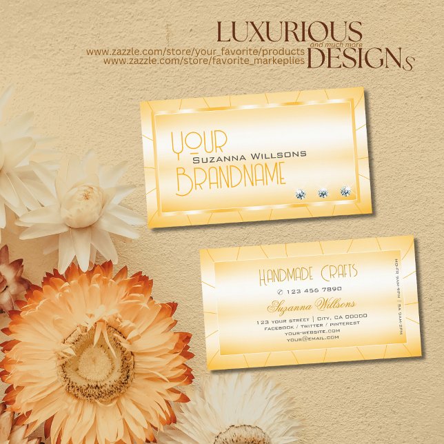 Modern Peach Orange with Diamonds Eye Catching Business Card (Creator Uploaded)
