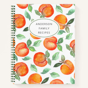 Modern Peach Pattern Personalised Recipe Notebook