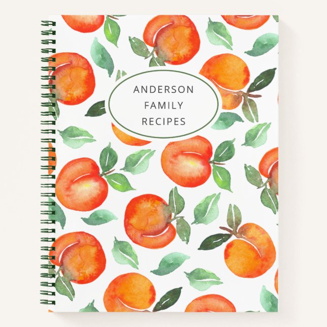 Modern Peach Pattern Personalised Recipe Notebook (Front)