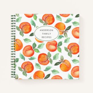 Modern Peach Pattern Personalised Recipe Notebook