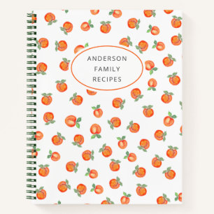 Modern Peach Pattern Personalised Recipe Notebook