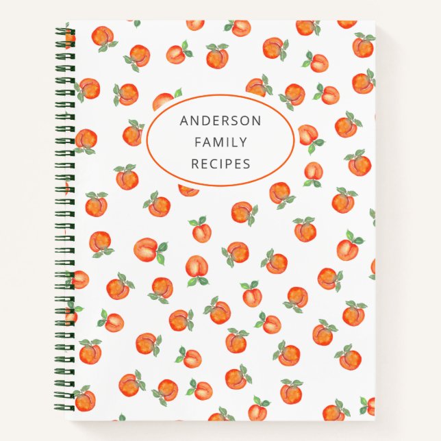 Modern Peach Pattern Personalised Recipe Notebook (Front)
