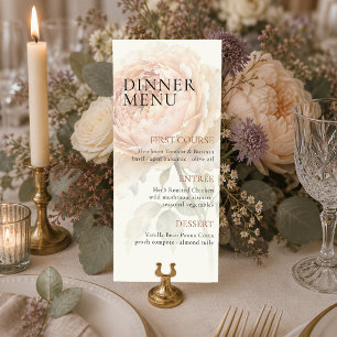 Modern Peach Peony Minimalist Editorial Wedding Menu