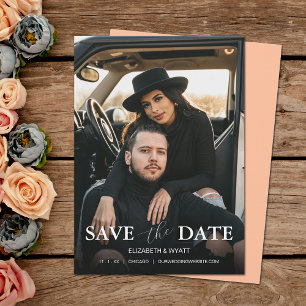 Modern Peach Photo Wedding Save The Date