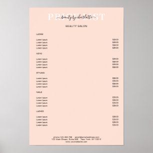 Modern Peach Price List Poster