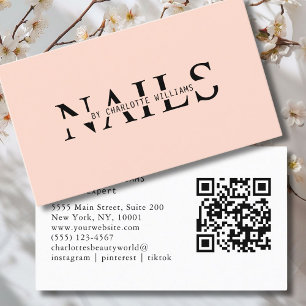 Modern, Peach, QR Code Business Card