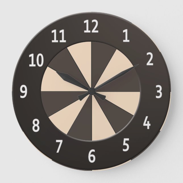 Modern Peach Rays any Colour Black Digits Circle Large Clock (Front)