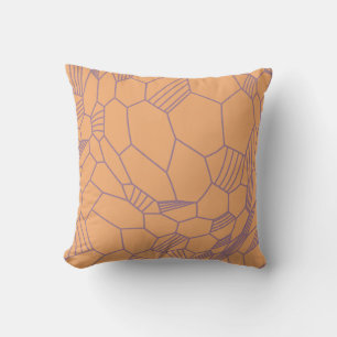Modern Peach Terracotta and Purple Voronoi Geometr Cushion