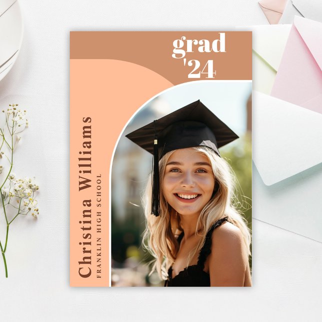 Modern Peach Terracotta Arch Photo Graduation Announcement (Modern Peach Terracotta Arch Photo Graduation Announcement)