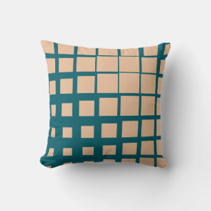 Modern Peach Terracotta Deconstructed Plaid Abstra Cushion