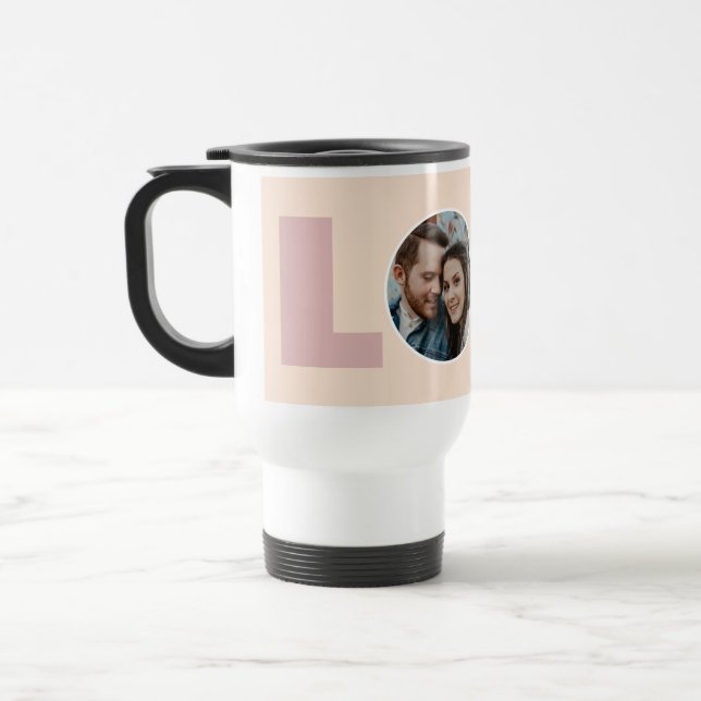Modern Peach Valentines Love Photo  Travel Mug (Left)