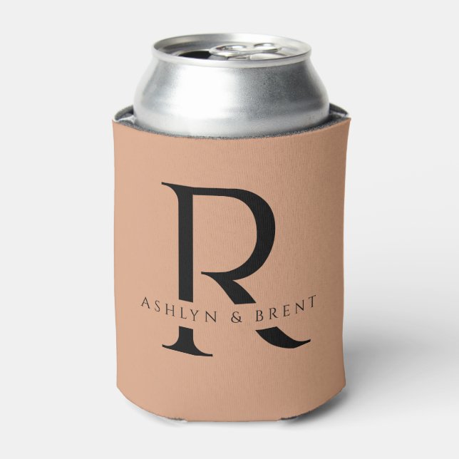 Modern Peach Wedding Can Cooler/Coozie Cooler (Can Front)