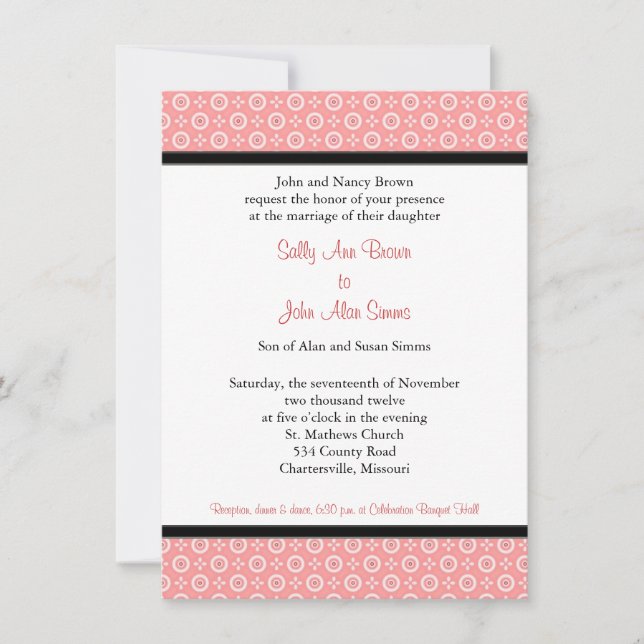 Modern Peach Wedding Invitations Template (Front)