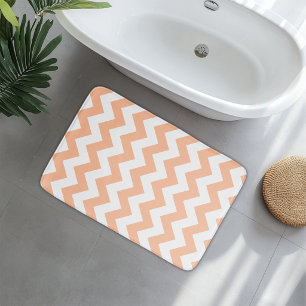 Modern Peachy Orange Chevron Bath Mat