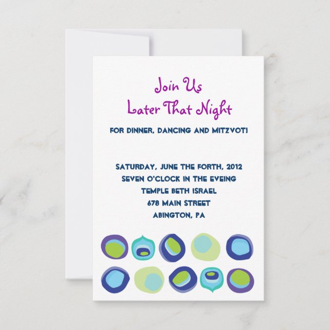 Modern Peacock Bar Bat Mitzvah Reply Card (Front)