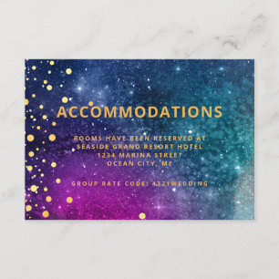 Modern Peacock Blue Gold Watercolor Wedding Enclosure Card