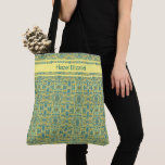 Modern Peacock Blue Pattern Tote Bag<br><div class="desc">Stylish and modern peacock blue with mustard yellow colours tote bag that can be personalised. One of a kind print.</div>