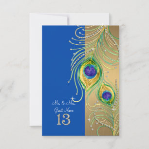 Modern Peacock Feather DIY Personalised Place Card