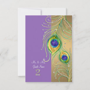 Modern Peacock Feather DIY Personalised Place Card