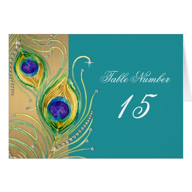 Modern Peacock Feathers Faux Jewel Scroll Swirl (Front Horizontal)