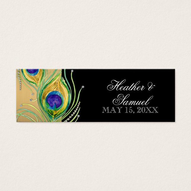 Modern Peacock Feathers Faux Jewel Scroll Swirl (Front)