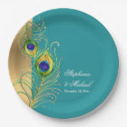 Modern Peacock Feathers Faux Jewel Scroll Weddings