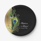 Modern Peacock Feathers Faux Jewel Scroll Weddings