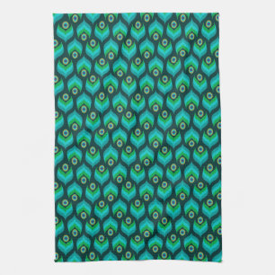 Modern Peacock Pattern Tea Towel