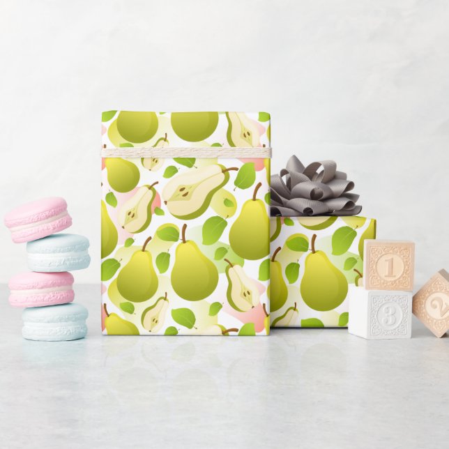 Modern Pear Fruit Pattern Wrapping Paper Roll (Baby Shower)