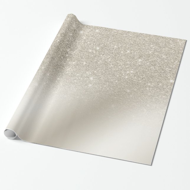 modern pearl glitter ivory ombre gradient metallic wrapping paper (Unrolled)