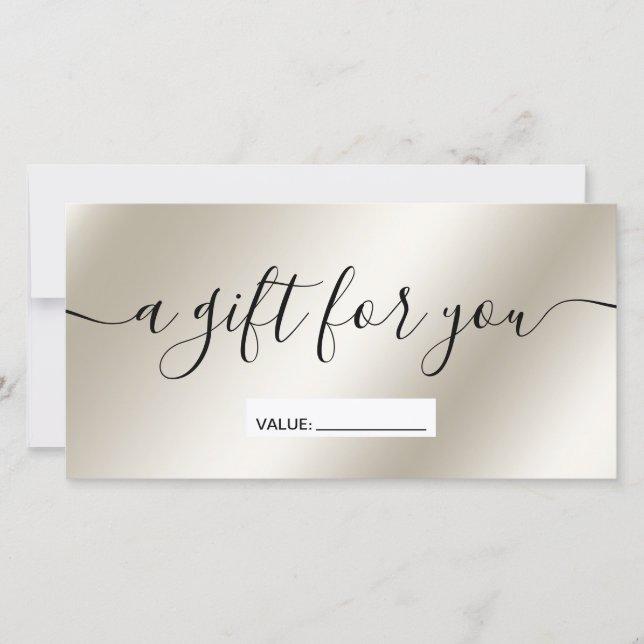 Modern pearl metallic gradient gift certificate (Front)