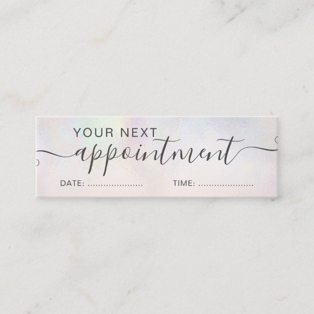 Modern pearl nacre ombre blush appointment mini business card (Front)
