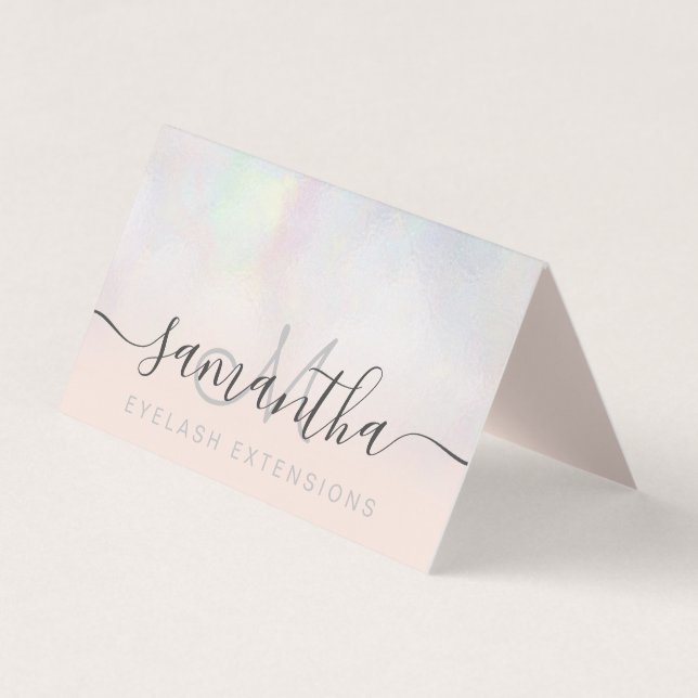 Modern pearl nacre ombre blush eye aftercare business card (Front)