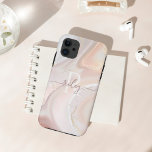 Modern Pearl Swirl Iridescent Custom Name Monogram iPhone 11 Case<br><div class="desc">Add a stylish look to your phone with our modern & stylish light pearl iridescent design with a simple personalised name & monogram. Original artwork by Moodthology Papery.</div>