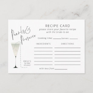 Modern Pearls Prosecco Recipe Card Bridal Shower