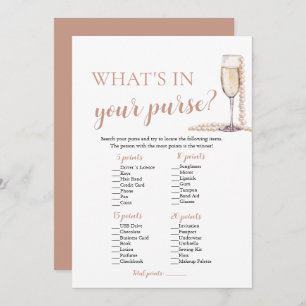 Modern Pearls & Prosecco What's In Your Purse Game Invitation