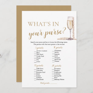 Modern Pearls & Prosecco What's In Your Purse Game Invitation