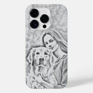 Modern Pencil Drawin Dog MOM Dog Lover iPhone Case