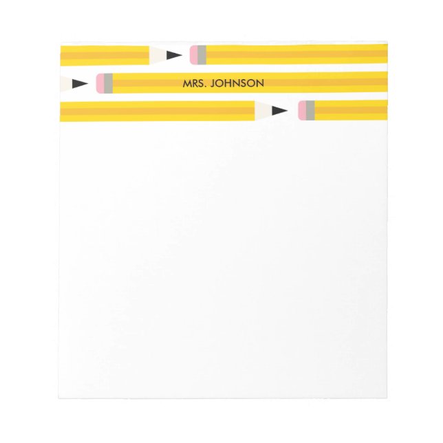 Modern Pencil Teacher Personalized Notepad (Front)