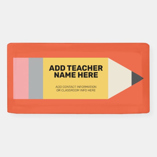Modern Pencil with Teacher and Classroom Info Banner (Horizontal)